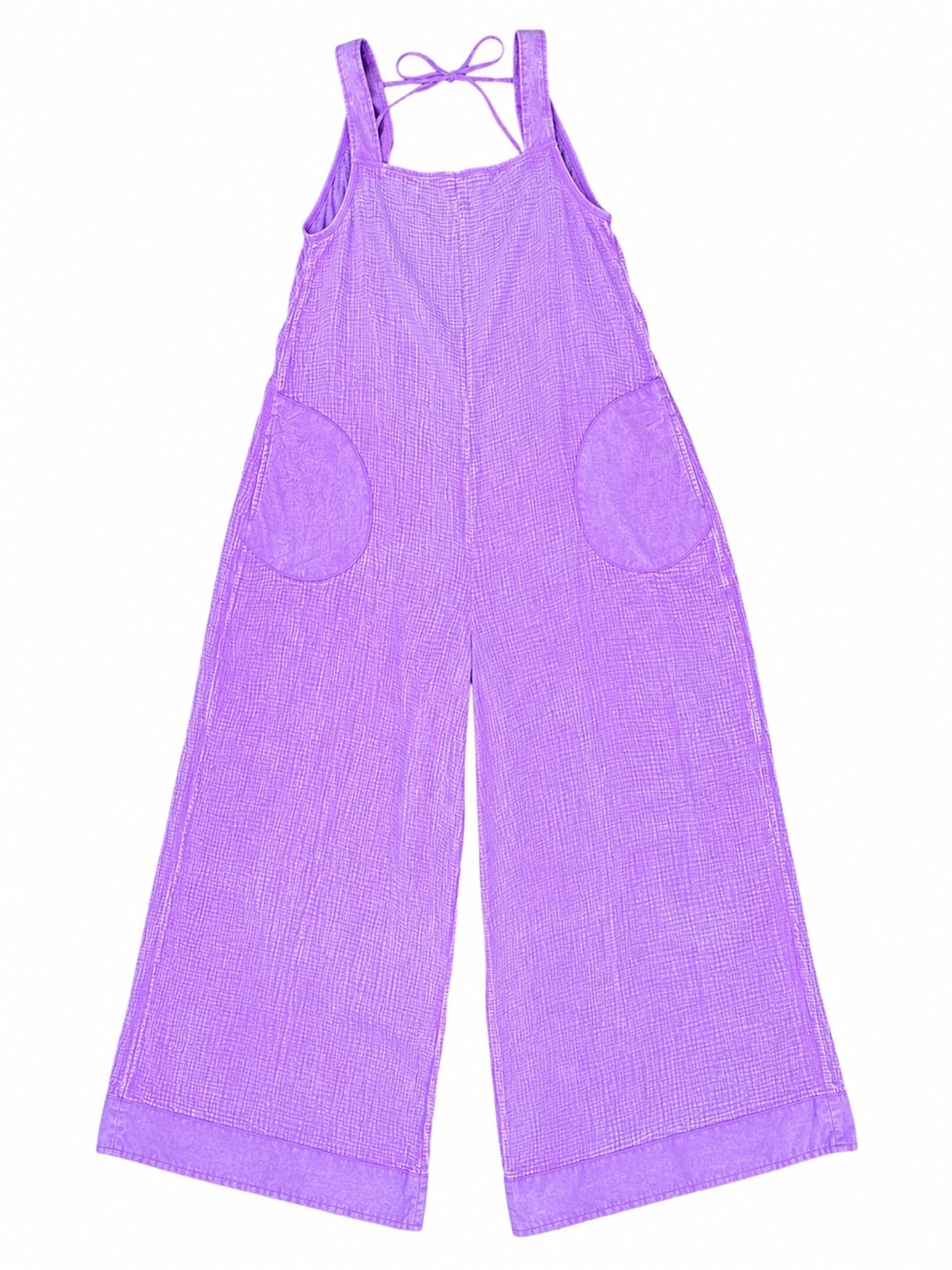 NWOT Zenana Lavender Double Gauze Wide Leg Overalls Jumpsuit Small - Picture 4 of 5